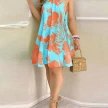 Printed Dress Summer Off-Shoulder Hanging Neck Sleeveless Sexy Dresses Women