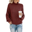 Solid Turtleneck Pullover Sweater Winter Fashion Casual Knitted Long-Sleeved Top Women's Clothing