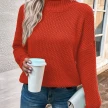 Solid Turtleneck Pullover Sweater Winter Fashion Casual Knitted Long-Sleeved Top Women's Clothing