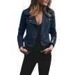 Lapel And Diagonal Zipper Short Women's Clothing