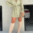 Women's Long Sleeve Jumpsuit With Button Fashion Shirt Dress