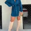 Women's Long Sleeve Jumpsuit With Button Fashion Shirt Dress