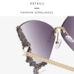 Luxury Diamond Butterfly Sunglasses Women Brand Y2K Vintage Rimless Oversized Sun Glasses Ladies Eyewear Shades