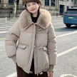 Down Cotton-padded Jacket Women's Short Fur Collar Thickened Coat Winter Clothing