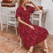 Women's Wave Point Short Sleeve Dress Shirt Collar Skirt