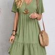 V-neck Short Sleeve Dress Summer Fashion Casual Loose Ruffled Dresses Beach Clothing Women