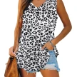 Half-length Loose Pullover V-neck Temperament Commute Printed Sleeveless Vest T-shirt