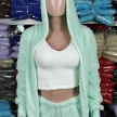 Winter Sexy Women Home Wear Suit Casual Pajamas Set Lady Female Soft Warm Long Sleeve Exposed Navel Vest Shorts Set