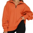 Women Sweatshirts Zip Turndown Collar Loose Casual Tops Clothes