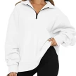 Women Sweatshirts Zip Turndown Collar Loose Casual Tops Clothes