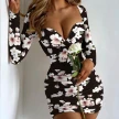 Low Neck Skirt Long Sleeve Print Dresses Basic Bodycon Mini Dress Womens Clothing