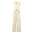Summer Vest Suits V-neck Botton Sleeveless Top And Loose Straight Trousers Casual Womens Clothing