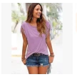 Wish quick sale eBay ladies Europe and America big size round neck short sleeve cuffs tassel T-shirt cotton tops