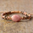 Natural Stone Egg-shaped Double-layer Hand-woven Bracelet Can Be Adjusted In Europe And America