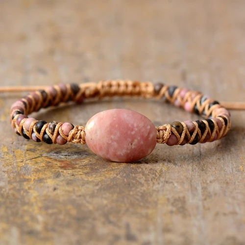 Natural Stone Egg-shaped Double-layer Hand-woven Bracelet Can Be Adjusted In Europe And America