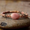 Natural Stone Egg-shaped Double-layer Hand-woven Bracelet Can Be Adjusted In Europe And America