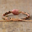 Natural Stone Egg-shaped Double-layer Hand-woven Bracelet Can Be Adjusted In Europe And America