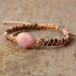 Natural Stone Egg-shaped Double-layer Hand-woven Bracelet Can Be Adjusted In Europe And America