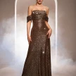 Sleeveless Off-the-shoulder Bodycon Sequined A-line Evening Gown