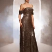 Sleeveless Off-the-shoulder Bodycon Sequined A-line Evening Gown