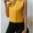 Summer V-Neck Shirt Solid Color Casual Office Daily Sleeveless Shirt Lightweight Women's Top Clothing