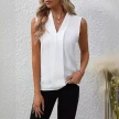 Summer V-Neck Shirt Solid Color Casual Office Daily Sleeveless Shirt Lightweight Women's Top Clothing