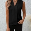 Summer V-Neck Shirt Solid Color Casual Office Daily Sleeveless Shirt Lightweight Women's Top Clothing