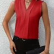 Summer V-Neck Shirt Solid Color Casual Office Daily Sleeveless Shirt Lightweight Women's Top Clothing