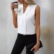 Summer V-Neck Shirt Solid Color Casual Office Daily Sleeveless Shirt Lightweight Women's Top Clothing