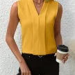 Summer V-Neck Shirt Solid Color Casual Office Daily Sleeveless Shirt Lightweight Women's Top Clothing