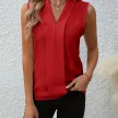 Summer V-Neck Shirt Solid Color Casual Office Daily Sleeveless Shirt Lightweight Women's Top Clothing