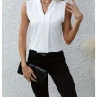 Summer V-Neck Shirt Solid Color Casual Office Daily Sleeveless Shirt Lightweight Women's Top Clothing