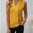Summer V-Neck Shirt Solid Color Casual Office Daily Sleeveless Shirt Lightweight Women's Top Clothing