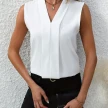 Summer V-Neck Shirt Solid Color Casual Office Daily Sleeveless Shirt Lightweight Women's Top Clothing