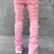 Ins Fringes Ripped Trousers Individual Patched Pants Long Tight Fit Stacked Jeans For Mens Clothing