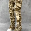 Ins Fringes Ripped Trousers Individual Patched Pants Long Tight Fit Stacked Jeans For Mens Clothing