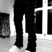 Ins Fringes Ripped Trousers Individual Patched Pants Long Tight Fit Stacked Jeans For Mens Clothing