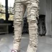 Ins Fringes Ripped Trousers Individual Patched Pants Long Tight Fit Stacked Jeans For Mens Clothing