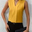 Summer V-Neck Shirt Solid Color Casual Office Daily Sleeveless Shirt Lightweight Women's Top Clothing
