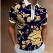 Men's POLO Shirt Striped Printed Short Sleeve T-Shirt Lapel Shirt