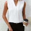 Summer V-Neck Shirt Solid Color Casual Office Daily Sleeveless Shirt Lightweight Women's Top Clothing