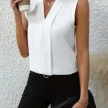 Summer V-Neck Shirt Solid Color Casual Office Daily Sleeveless Shirt Lightweight Women's Top Clothing