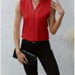 Summer V-Neck Shirt Solid Color Casual Office Daily Sleeveless Shirt Lightweight Women's Top Clothing