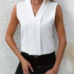 Summer V-Neck Shirt Solid Color Casual Office Daily Sleeveless Shirt Lightweight Women's Top Clothing