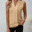 Summer V-Neck Shirt Solid Color Casual Office Daily Sleeveless Shirt Lightweight Women's Top Clothing
