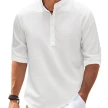 Men's Casual Shirt  Long Sleeve Stand Collar Solid Color Shirt Mens Clothing