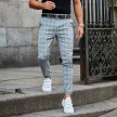 Plaid Print Pants Men's Casual Trousers Loose And Thin