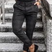 Plaid Print Pants Men's Casual Trousers Loose And Thin
