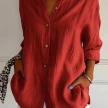 Lapel Long Sleeve Shirt Women's Single-breasted Pleated Shirt Tops Clothing