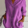 Lapel Long Sleeve Shirt Women's Single-breasted Pleated Shirt Tops Clothing